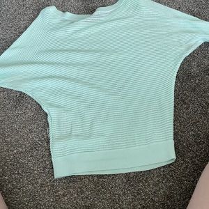 Express mint waffle top. Quarter length sleeves.